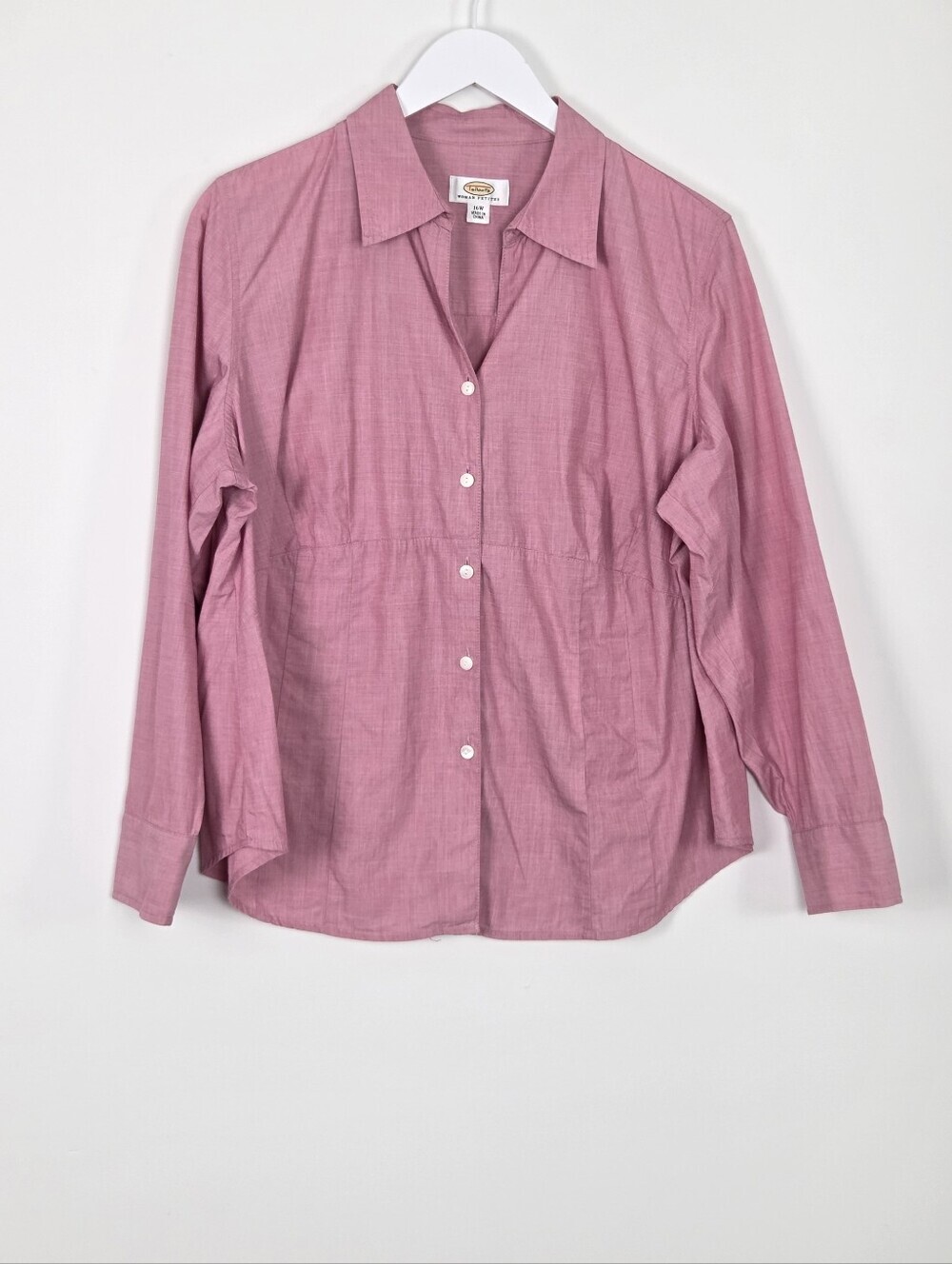 Talbots Vintage Long Sleeve Cotton Button-Up Red Shirt Petite Size 16W